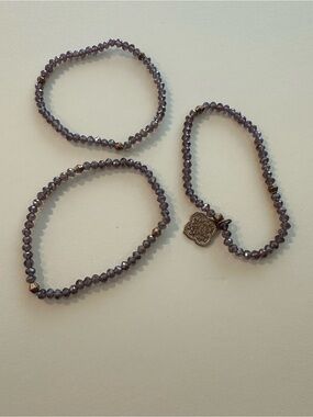 Kendra Scott Purple Faceted Bead Stretch Bracelet Set